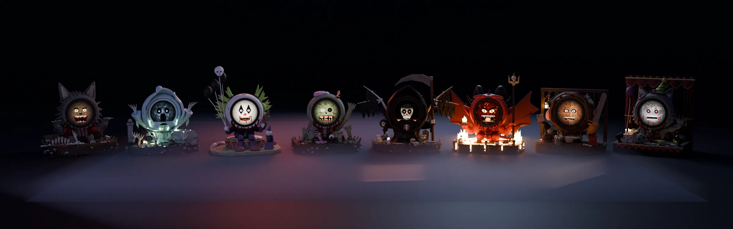 The Haunter Edition, lined up